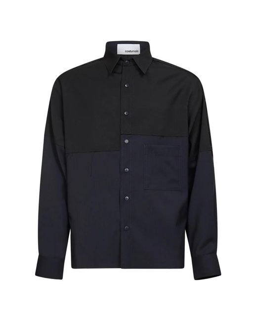 Costumein Blue Colourblock Patch-Pocket Shirt for men