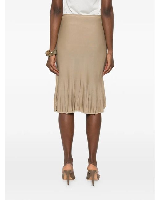 Totême Natural Fluted-Hem Knitted Midi Skirt