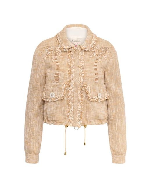 Maison Common Natural Fringed Collared Jacket