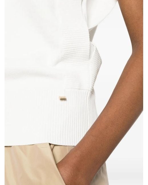 Herno White Viscose Elastane Ribbed-Trim Vest
