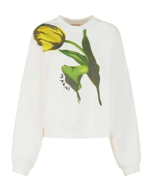 Marni White Hemd Mit Tulpen-Print