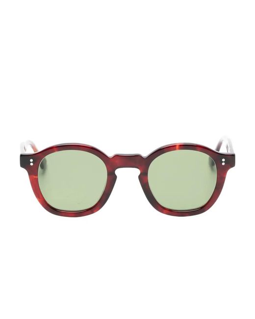 Lesca Brown Mose Mottled Round-Frame Sunglasses