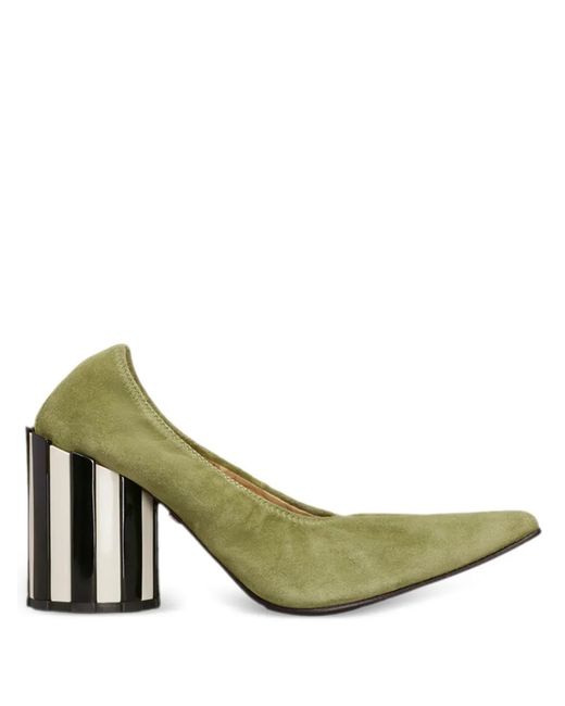 AMI Green Round Heel Point-Toe Pumps