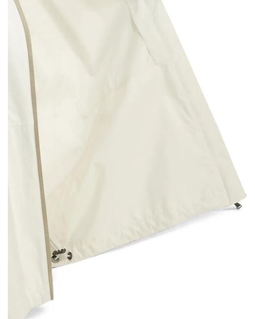 Brunello Cucinelli White Logo-Patch Zip-Up Raincoat