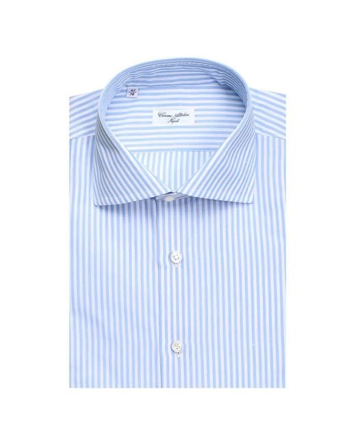 Cesare Attolini Blue Striped Shirt for men