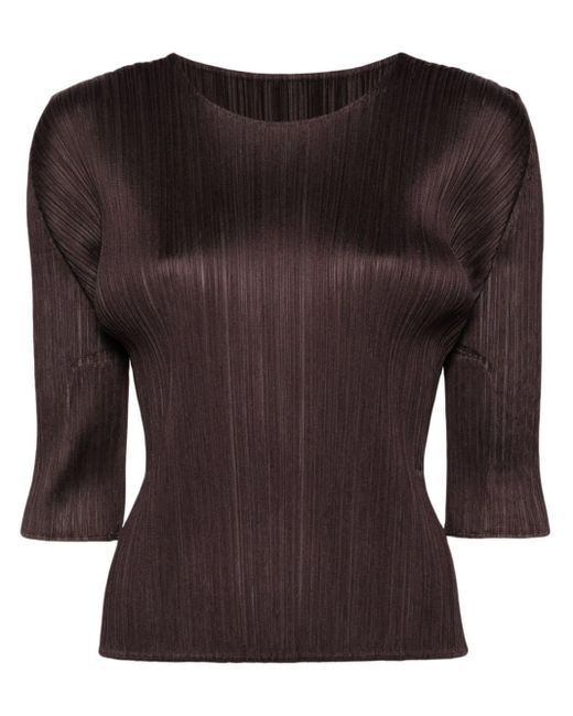 Pleats Please Issey Miyake Brown Monthly Colors: April Pleated T-shirt