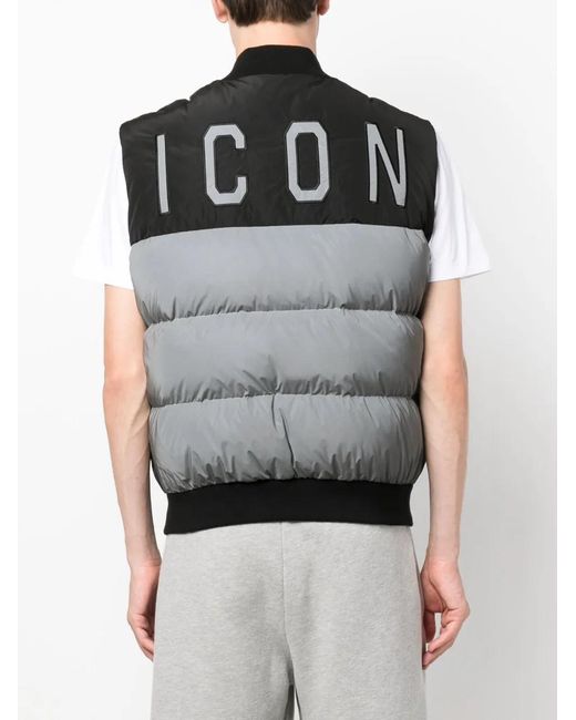 DSquared² Black Logo-Embroidered Padded Jacket for men
