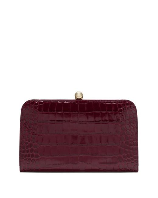 Furla Purple Alba Crocodile-Texture Clutch
