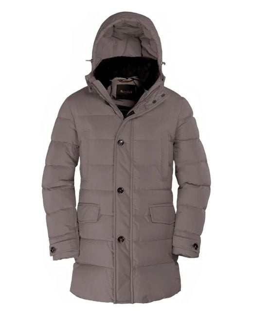 Moorer Brown Saturno Hooded Padded Coat for men