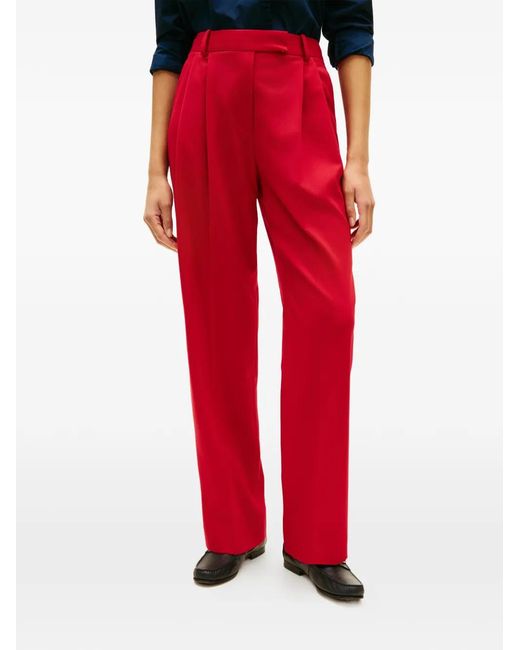 Tommy Hilfiger Red Pleated Trousers
