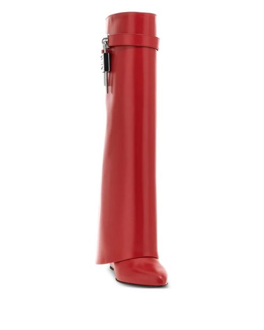 Givenchy Red 90Mm Shark Lock Knee-High Boots