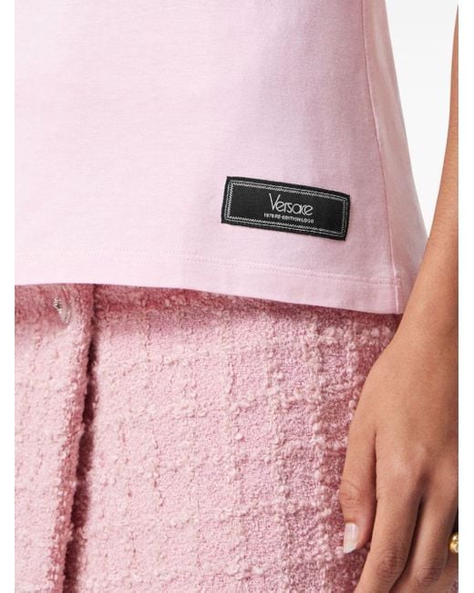 Camiseta con logo estampado Versace de color Pink