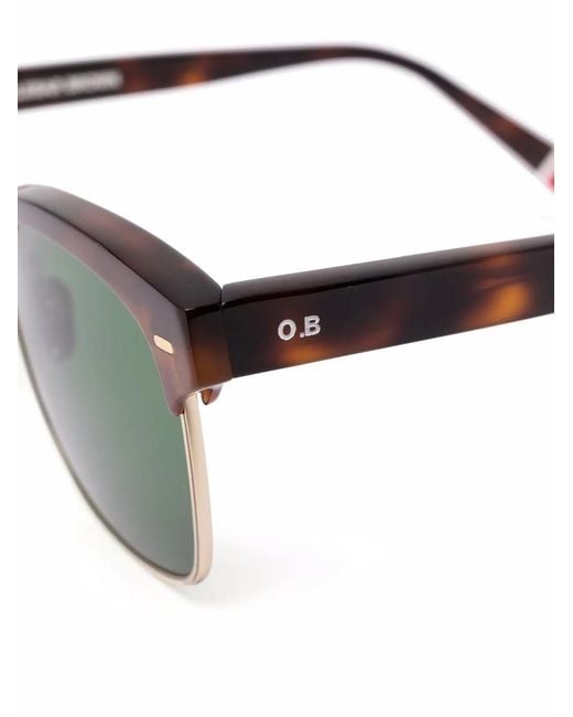 Orlebar Brown Green Tortoiseshell Rectangle Frame Sunglasses for men