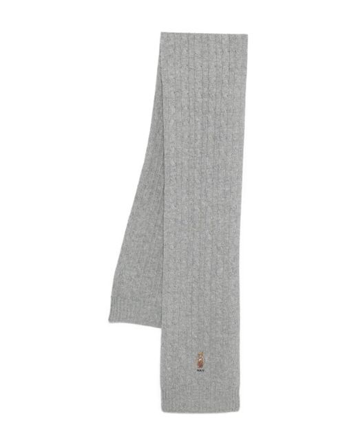 Polo Ralph Lauren Gray Polo Bear Cable-Knit Scarf for men