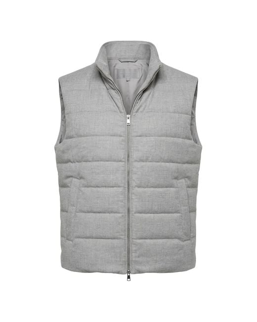 Tombolini Gray Zip-Up Quilted Gilet for men
