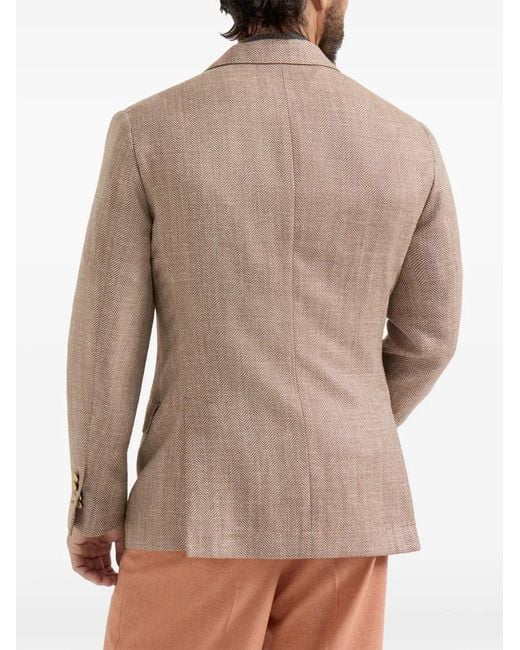 Brunello Cucinelli Brown Single-Breasted Blazer for men