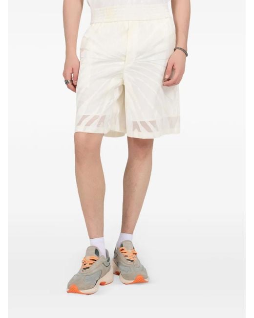 Roberto Cavalli White Leaf-Patterned Shorts for men