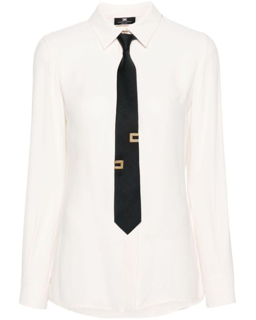 Camisa con cuello lazado Elisabetta Franchi de color White