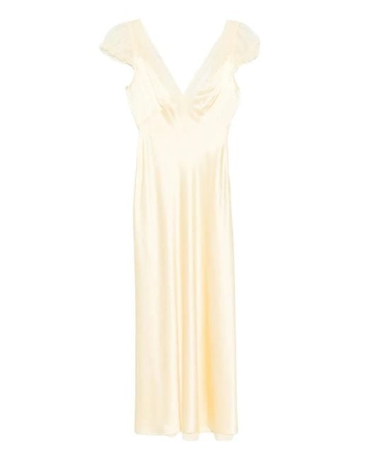 Doen White Corelia V-Neck Midi Dress