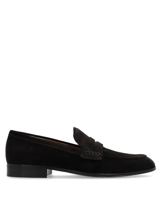 Gianvito Rossi Black George Penny-slot Suede Loafers for men