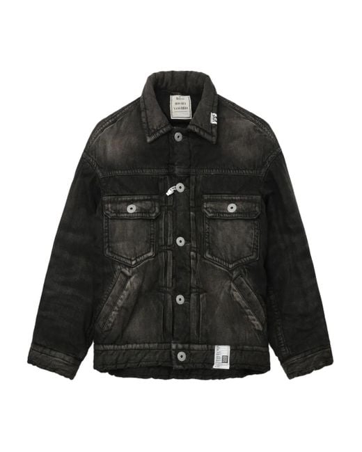 Maison Mihara Yasuhiro Gewatteerd Denim Jack Met Knoopsluiting in het Black voor heren