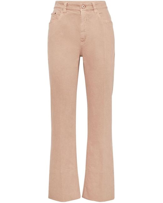 Brunello Cucinelli Natural Garment-dyed Flared Jeans