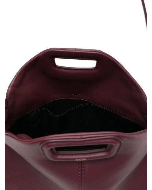 Bolso shopper de piel con flecos Maje de color Purple