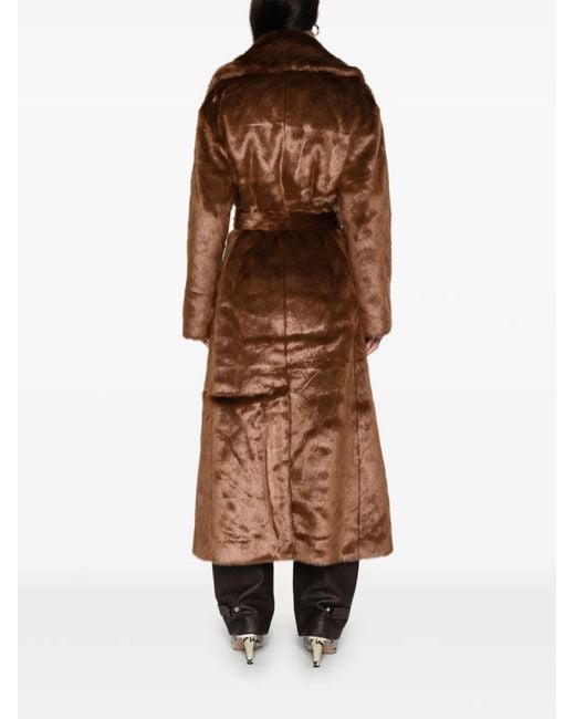 Frankie Shop Brown Joni Belted Faux Fur Maxi Coat