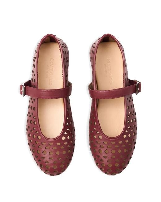 Scarosso Red Evelyn Perforated Ballet Flats