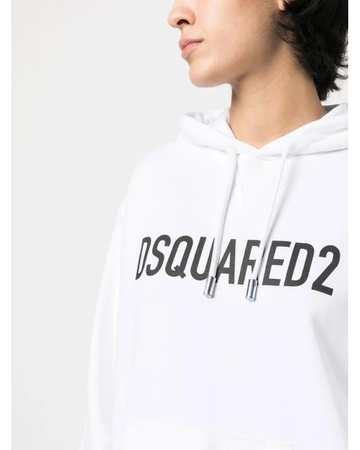 DSquared² White Lightweight Hoodie With Bold Logo