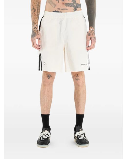 Adidas White X Consortium Stripe-Detail Shorts for men