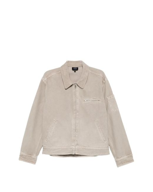 A.P.C. Natural Zip-Up Corduroy-Collar Jacket for men