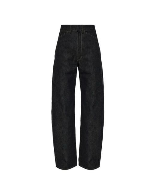 Lemaire Black High-Waisted Contrast-Stitch Jeans