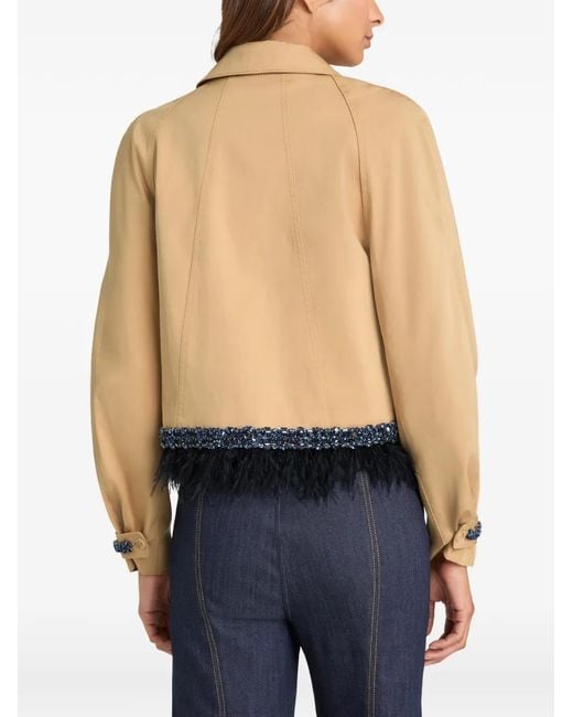 Cinq À Sept Natural Carmila Beaded Feather-Trim Jacket