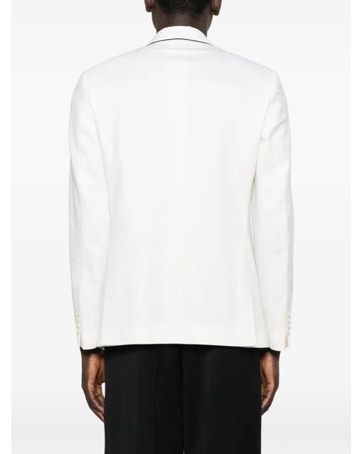 Lardini White Piped Collar Blazer for men