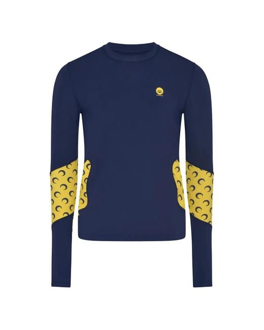 Marine Serre メンズ ブルー Athleisure Ls ムーンプリント トップの