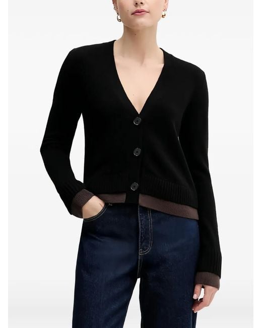 Sisley Black V-Neck Buttoned Cardigan