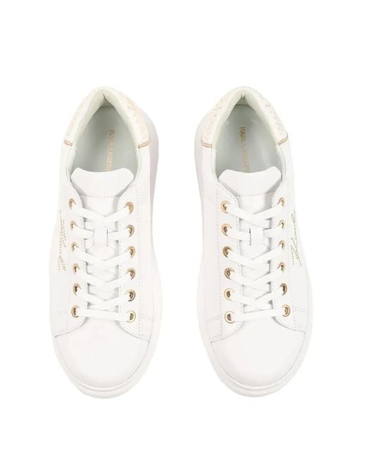 Karl Lagerfeld White Embellished Logo Sneakers