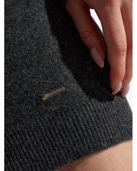 DSquared² Black Fine-Knit Wool Minidress