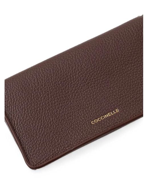 Coccinelle Brown Small C-Me Logo-Plaque Pebbled Clutch Bags