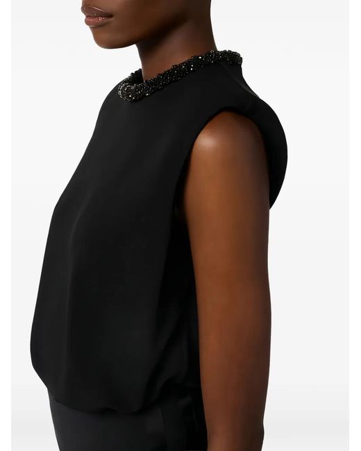 Elisabetta Franchi Black Top With Jewel Collar