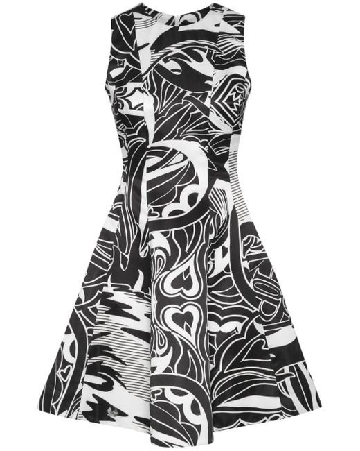 Philipp Plein Black Graphic-print Duchesse Mini Dress