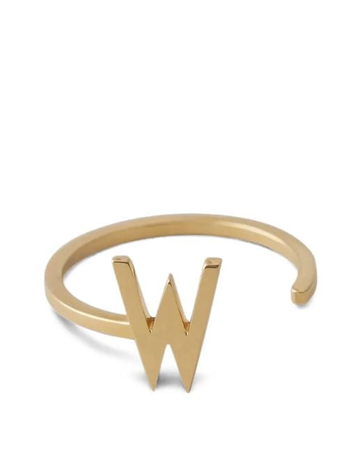 Design Letters Metallic W Initial-Detail Open-Band Ring