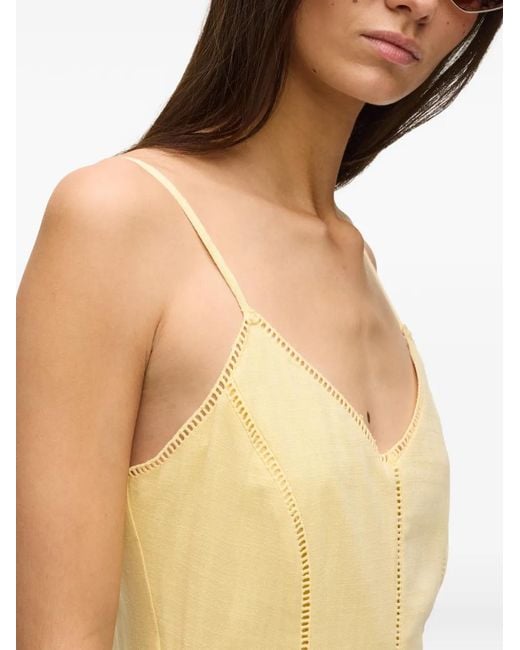 Karl Lagerfeld Yellow Midi Embroidery-Detail Dress