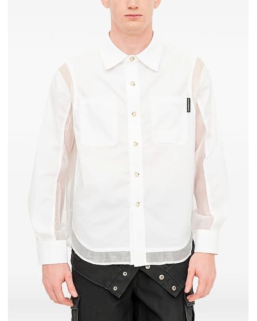 ANDERSSON BELL White Organza-Panel Shirt for men