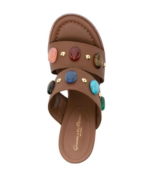 Gianvito Rossi Brown Beaded Leather Sandals
