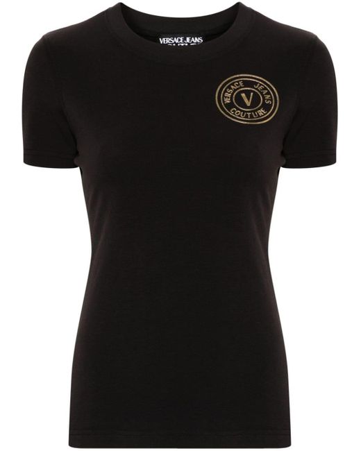 T-shirt à logo imprimé Versace en coloris Black