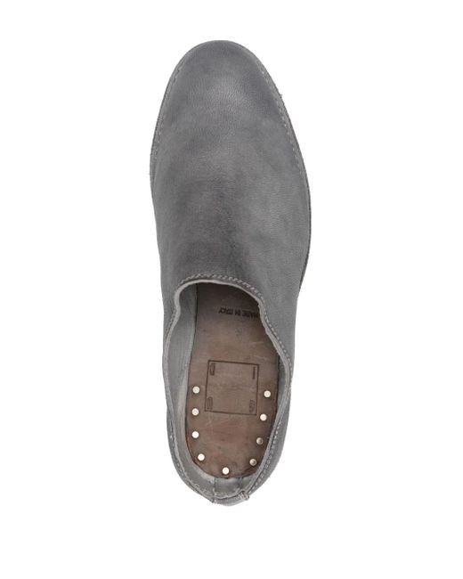 Guidi Gray Grained Leather Mules