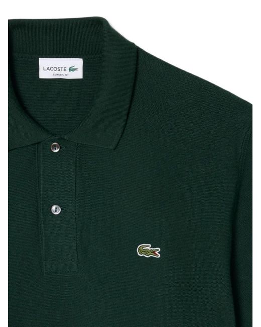 Lacoste Green Logo-Patch Knit Polo Shirt for men