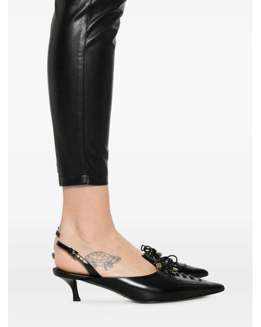 Pantalon En Cuir À Coupe Courte Ermanno Scervino en coloris Black